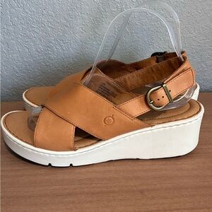 Born Leather Wedge Sandals Platform Size 10 worn one time!